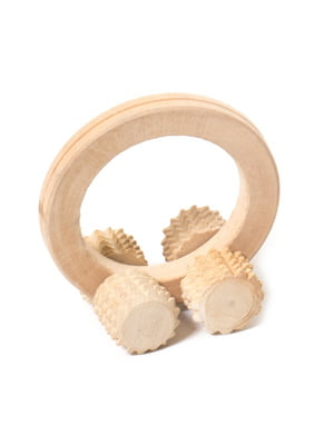 Масажер універсальний дерев'яний ручний "4 ролика на круглій ручці" | 6776723