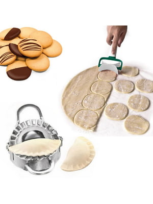 Форма для вареників з роликовим ножем для вирізання з тіста кругів для вареників, пельменів, печива | 6776739