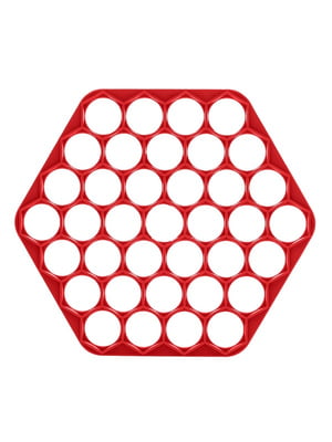 Пластикова пельменниця шестикутна (форма для приготування пельменів) Ø23 см — червоний | 6776875