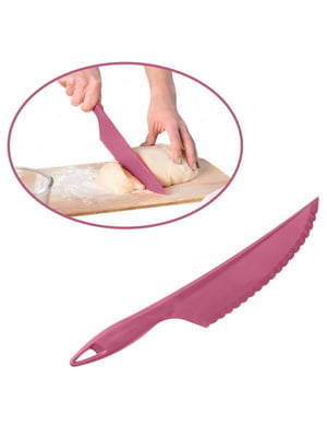Пластиковий кухонний ніж для силіконового килимка крему, торта, тіста овочів і фруктів (30.5 см) — рожевий | 6776889