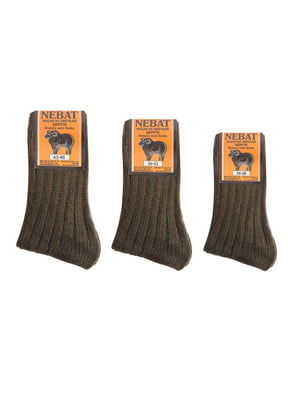 Шкарпетки темно-зелені хакі з натуральної овечої вовни | 6777251