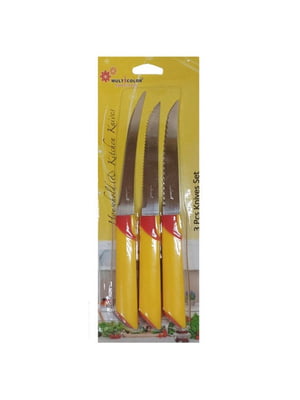 Набір з 3 кухонних ножів з різними типами пилок (довжина 23/22.3/22 см) | 6777348