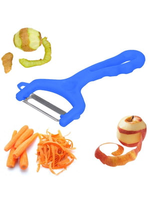 Ніж-овочечистка зубчаста для тонкого чищення овочів та фруктів з маленькими зубчиками — блакитний | 6777495