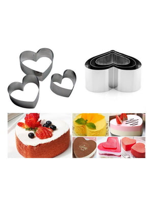Набір металевих форм для десертів, тістечок тіста (викладки/вирубки) у формі сердець | 6777505