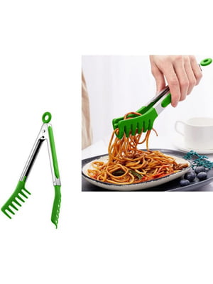 Щипці для спагетті пластикові з ручками з нержавіючої сталі та силікону 26 см | 6777717