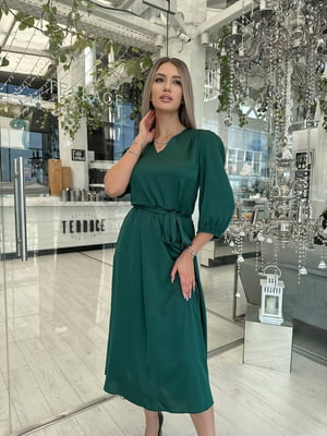 Сукня А-силуету зелена з поясом | 6779954