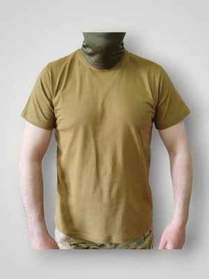 Бавовняна футболка кольору хакі (койот) | 6780132