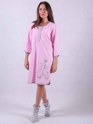 Рожева нічна сорочка з малюнком для вагітних | 6780254