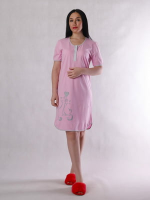 Рожева нічна сорочка для вагітних та годуючих груддю | 6780567