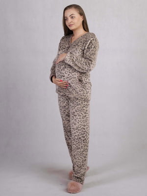 Коричнева махрова піжама для вагітних: джемпер і штани | 6780761
