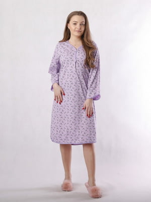 Фіолетова нічна сорочка для вагітних з принтом | 6780826