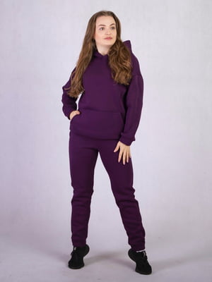 Теплий фіолетовий костюм: худі і джогери | 6780833