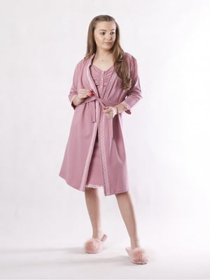 Комплект домашнього одягу: халат та нічна сорочка | 6780836