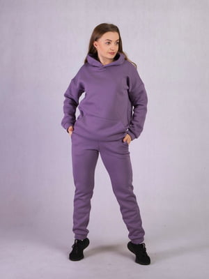 Теплий фіолетовий костюм: худі і джогери | 6780866
