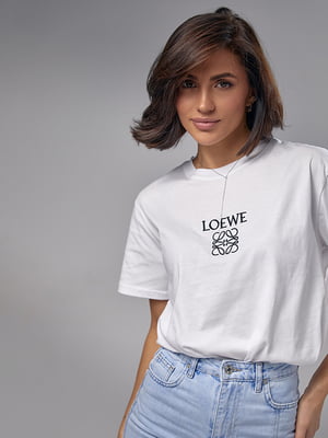 Трикотажна біла футболка з написом Loewe | 6781098