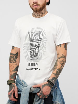 Футболка біла «Beer biometrics» | 6781113
