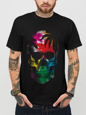 Футболка чорна «Colorful skull» | 6781127