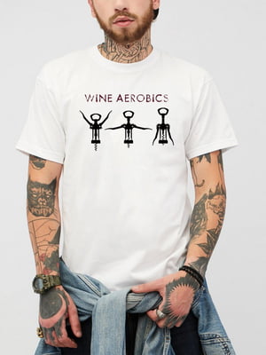 Футболка біла «Wine aerobics» | 6781221