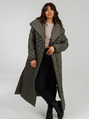 Стьобане пальто кольору хакі | 6781450