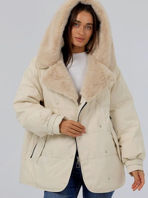 Зимова куртка з хутром молочного кольору | 6781722