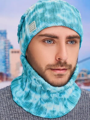 Комплект «Флориан тай-дай» ментолового цвета: шапка и шарф | 6774897
