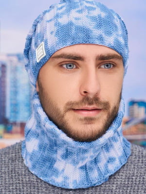 Комплект «Флориан тай-дай» синий: шапка и шарф | 6774899