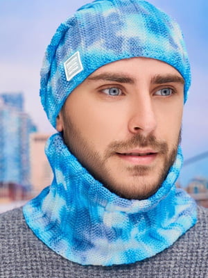 Комплект «Флоріан тай-дай»синьо-блакитний: шапка та шарф | 6774900