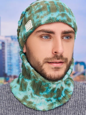 Комплект «Флориан тай-дай» цвета хаки: шапка и шарф | 6774902