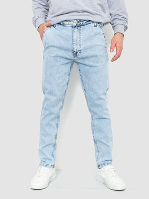 Голубые прямые джинсы с карманами | 6759276