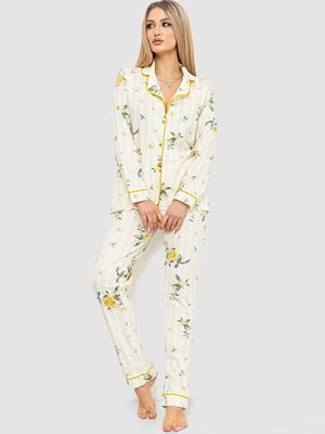 Хлопковая пижама комбинированной расцветки: рубашка и брюки | 6781963