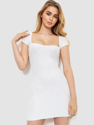 Біла облягаюча міні-сукня в рубчик | 6782065