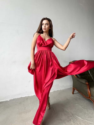 Длинное вечернее красное платье с юбкой в складку | 6782160