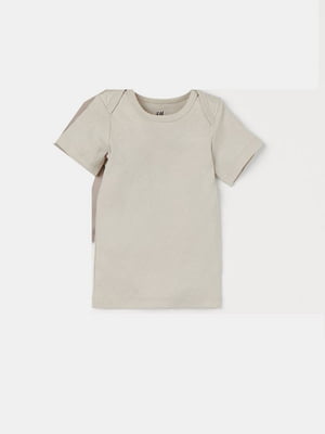 Хлопковая базовая футболка бежевого цвета | 6782400