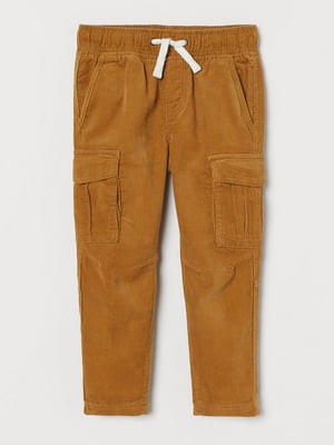Светло-коричневые брюки с накладными карманами | 6782450