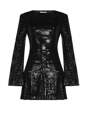 Міні-сукня чорного кольору в паєтку | 6782175