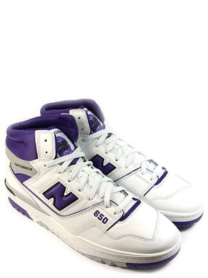 Біло-фіолетові шкіряні кросівки | 6782857