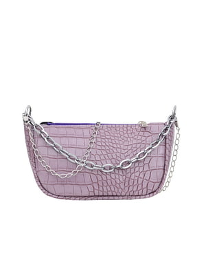 Фіолетова сумка-багет рептилія на ланцюжку | 6783183