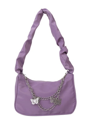 Фіолетова сумка-багет на короткій ручці | 6783443
