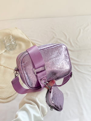 Фіолетова сумка крос-боді з гаманцем | 6783460