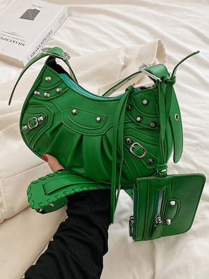 Зелена сумка крос-боді з декором | 6783511