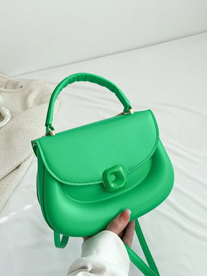 Зелена сумка крос-боді на ремінці з маленькою ручкою | 6783535