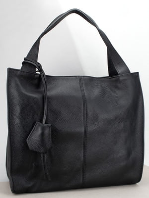Чорна шкіряна сумка-шопер | 6789097