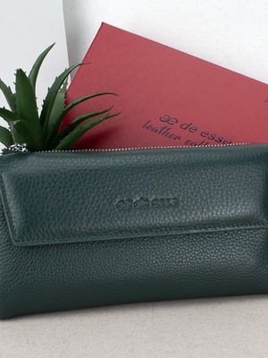 Зелений шкіряний гаманець на магніті | 6789185