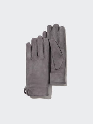 Сірі рукавички зі штучної замші | 6789342