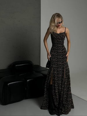 Максі сукня із софту колір чорний | 6789716