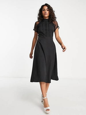 Чорна сукня з мереживними рукавами | 6790276