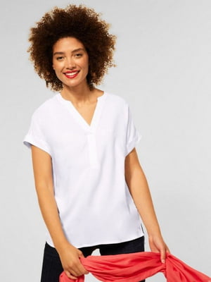 Біла блуза з V-подібним вирізом | 6790325