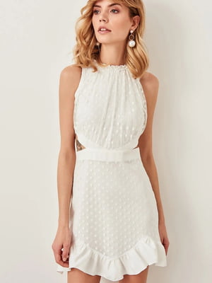 Біла міні-сукня з вузьким вирізом | 6790343