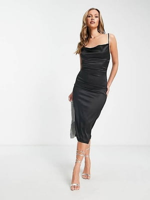 Облягаюча чорна сукня з відкритою спинкою | 6790544