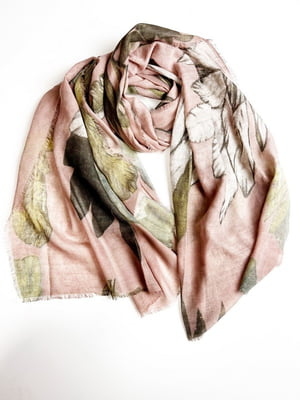 Рожевий демісезонний шарф в принт | 6790655
